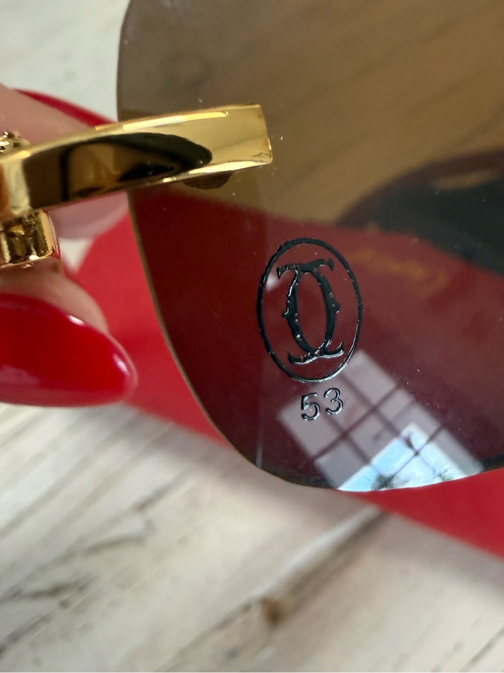 Cartier Gold and wood sunglasses Authentic - Picture 7 of 14